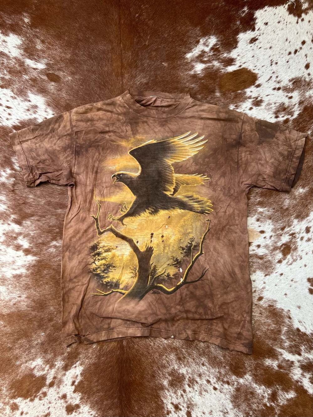 Vintage 1999 The Mountain Eagle Tie Dye T-Shirt Joseph Hautman Art